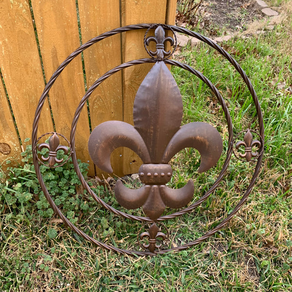 MULTI FLEUR DE LIS METAL WALL ART WESTERN HOME DECOR VINTAGE RUSTIC BROWN ART NEW