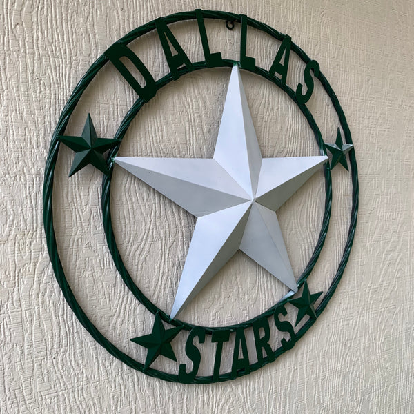 DALLAS STARS BARN LONE STAR METAL HOCKEY TEAM WESTERN HOME DECOR CRAFT RUSTIC GREEN & WHITE