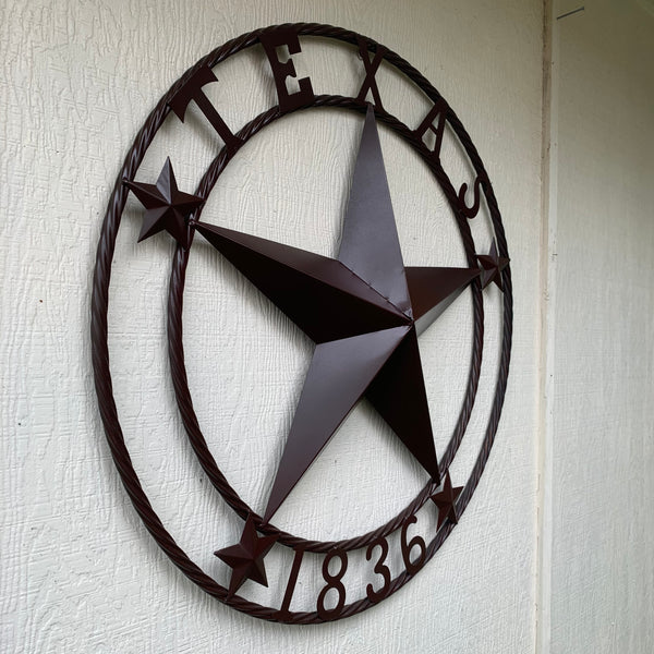 36" TEXAS 1836 BROWN BARN STAR METAL ART WESTERN HOME DECOR VINTAGE RUSTIC CRAFT ART