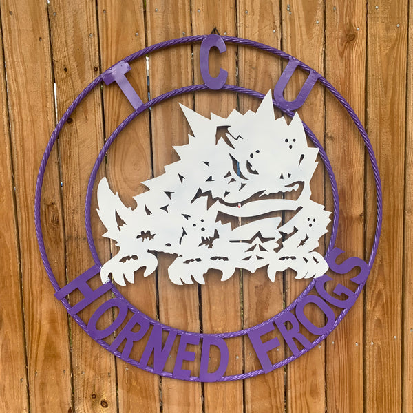 12",18",24",32",36" TCU HORNED FROGS CUSTOM METAL VINTAGE CRAFT TEAM SIGN HANDMADE