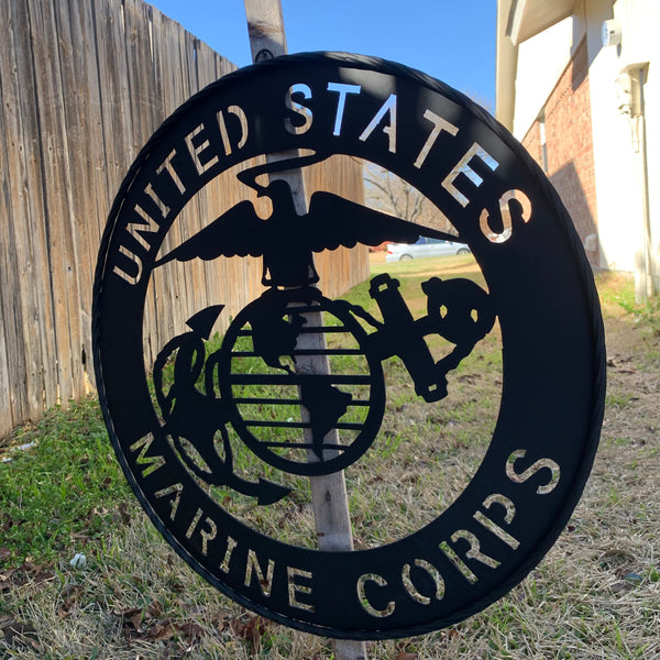 #EH10866 US MARINE CORPS 18",24",32" MILITARY LASERCUT CUSTOM BLACK METAL VINTAGE CRAFT SIGN WESTERN HOME DECOR HANDMADE