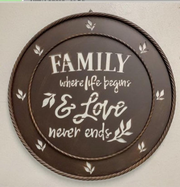 23" FAMILY & LOVE LASER CUT METAL WALL ART CUSTOM VINTAGE CRAFT RUSTIC BRONZE COPPER HAND MADE