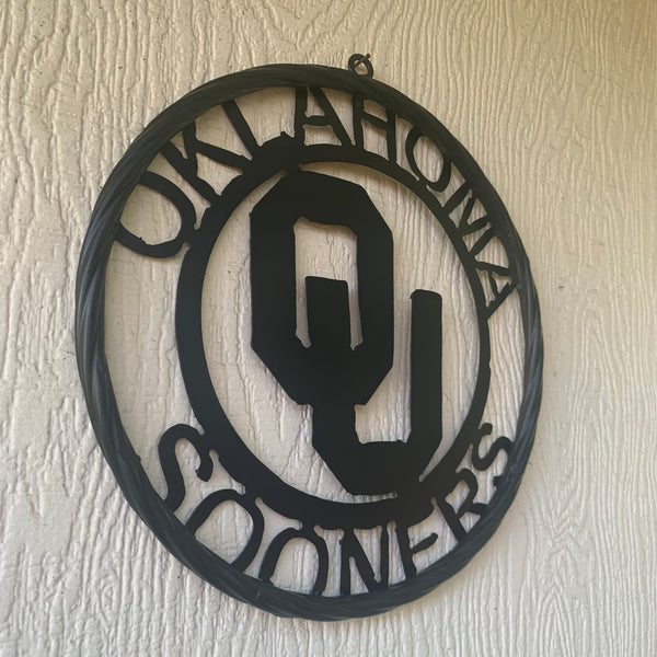 12", 18", 24", 32" OU OKLAHOMA SOONERS RUSTIC BLACK METAL CUSTOM VINTAGE CRAFT WALL ART TEAM SIGN HANDMADE