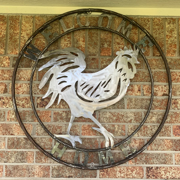 YOUR CUSTOM NAME ROOSTER LASERCUT RAW METAL ART WITH RING DESIGN WESTERN METAL ANIMAL ART HOME WALL DECOR BRAND NEW