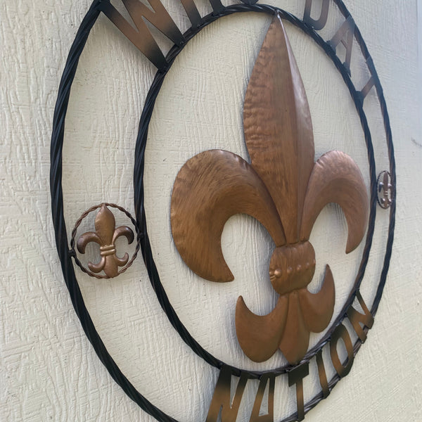 18", 24", 32" 36" WHO DAT NATION FLEUR DE LIS METAL WALL ART WESTERN HOME DECOR NEW