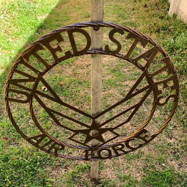 24" US AIR FORCE MILITARY METAL WALL ART WESTERN HOME DECOR AIRFORCE RUSTIC BRONZE