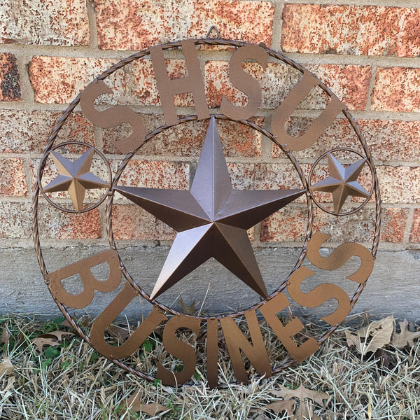 24",32" SHSU SAM HOUSTON BEARKATS BUSINESS RUSTIC BRONZE COPPER METAL CUSTOM VINTAGE CRAFT RUSTIC BLACK TEAM STAR HANDMADE