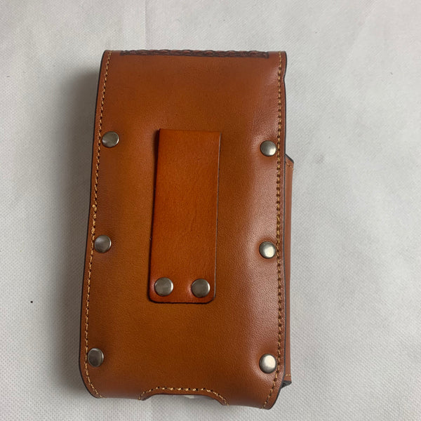#LG2003 7.5" RODEO TAN BROWN & BEIGE LEATHER POUCH EXTRA LARGE  BELT LOOP HOLSTER CELL PHONE CASE UNIVERSAL OVERSIZE