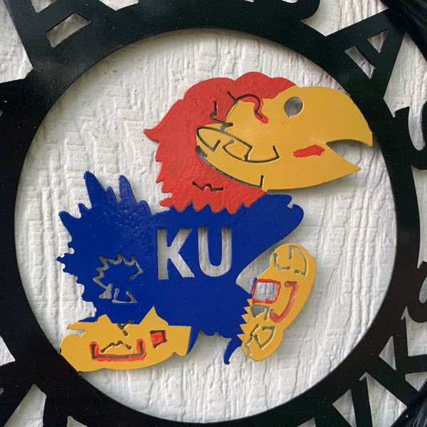 KANSAS JAYHAWKS METAL CUSTOM VINTAGE CRAFT WALL ART TEAM SIGN HANDMADE