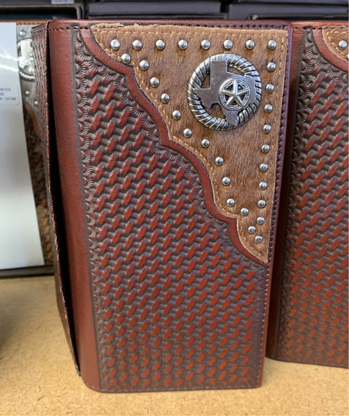 GENUINE LEATHER WESTERN CHECKBOOK MEN'S WALLET WESTERN FASHION --FREE SHIPPING