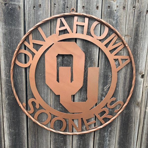 12",18",24",32",36" OU SOONERS OKLAHOMA HAMMERED COPPER CUSTOM VINTAGE TEAM CRAFT METAL ART WESTERN HOME DECOR