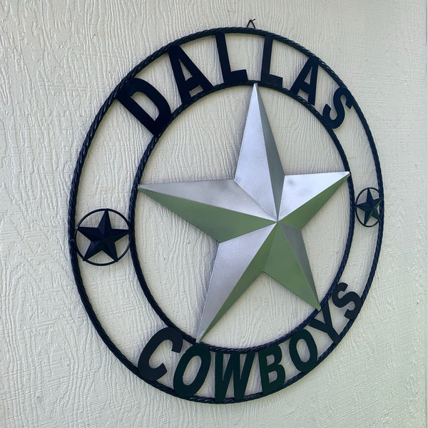 DALLAS COWBOYS SILVER & NAVY BLUE BARN STAR CUSTOM METAL VINTAGE LONE STAR WESTERN HOME DECOR HANDMADE SIZE:24",32",36",40",42",44",46",50"-#EH10156