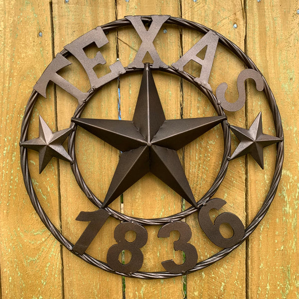 16" RUSTIC BRONZE TEXAS 1836 BARN LONE STAR METAL ART WESTERN HOME DECOR VINTAGE RUSTIC DARK BRONZE NEW