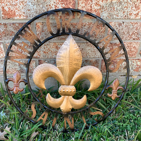 18", 24", 32" NEW ORLEANS SAINTS METAL SIGN WALL ART WESTERN HOME DECOR RUSTIC GOLD & BLACK ART NEW