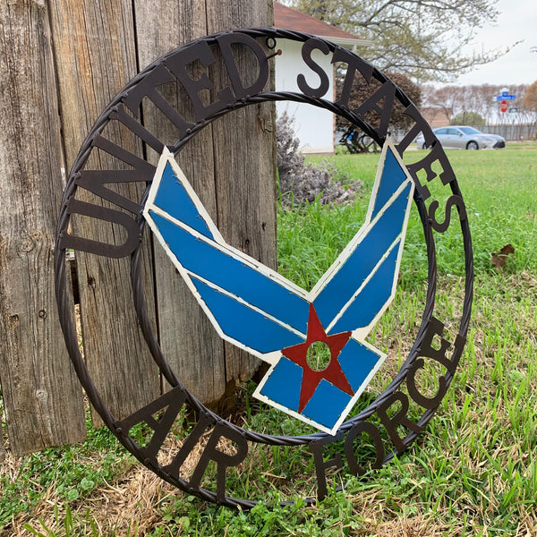 24" US AIR FORCE MILITARY CUSTOM VINTAGE METAL CRAFT WALL ART AIRFORCE WESTERN HOME DECOR HANDMADE