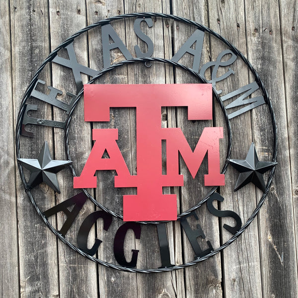 12", 18", 24", 32" TEXAS A&M AGGIES STARS METAL CUSTOM VINTAGE CRAFT WALL ART TEAM SIGN HANDMADE