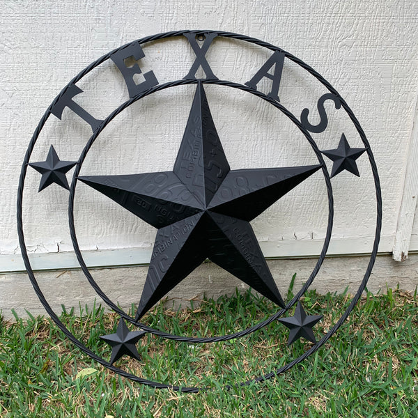 24", 32", 34", 40" TEXAS LICENSE PLATE RUSTIC BLACK BARN STAR METAL WALL WESTERN HOME DECOR RUSTIC TEXAS ART NEW