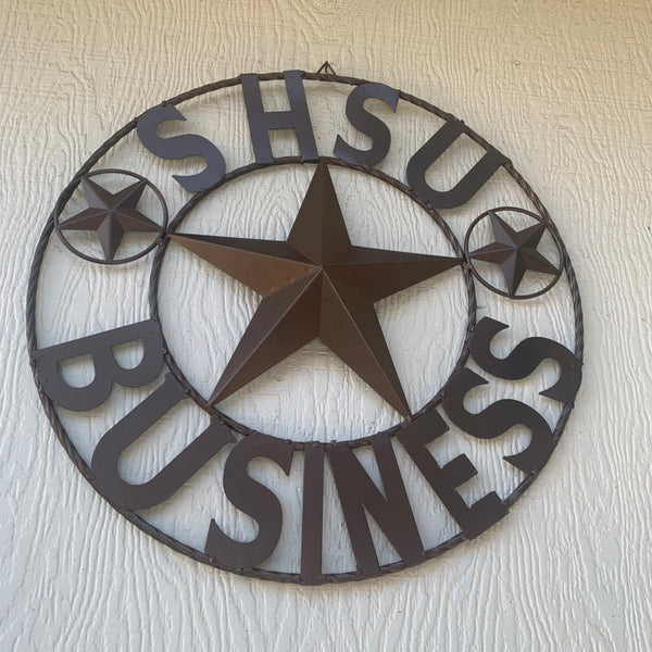 24",32" SHSU SAM HOUSTON BEARKATS BUSINESS RUSTIC BRONZE COPPER METAL CUSTOM VINTAGE CRAFT RUSTIC BLACK TEAM STAR HANDMADE