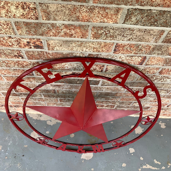 TEXAS A&M BURGUNDY RED BARN LONE STAR METAL CUSTOM VINTAGE CRAFT TEAM STAR WESTERN HOME DECOR HANDMADE SIZE:24",32",36",40",42",44",46",50"
