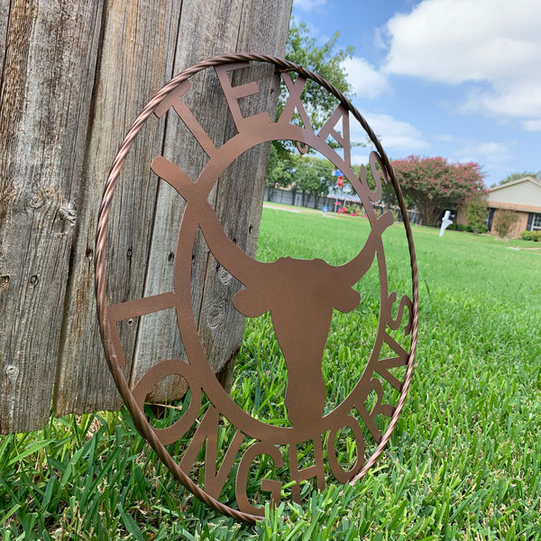 40",44",50" TEXAS LONGHORNS CUSTOM METAL VINTAGE CRAFT SIGN TEAM ART WESTERN HOJME DECOR RUSTIC BRONZE