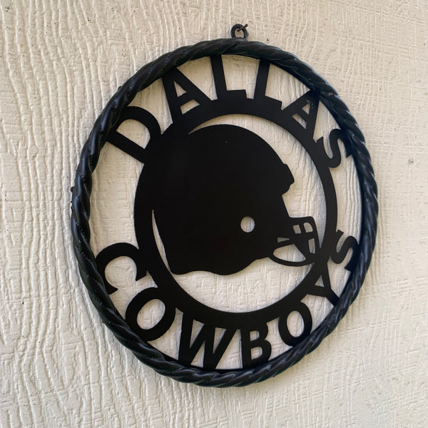 12", 18", 24", 32" DALLAS COWBOYS HELMET SIGN BLACK METAL CUSTOM VINTAGE CRAFT WALL ART TEAM SIGN HANDMADE