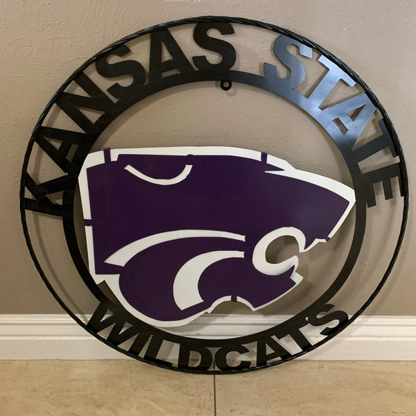 12", 18", 24", 32" KANSAS STATE WILDCATS  YMETAL CUSTOM VINTAGE CRAFT WALL ART TEAM SIGN HANDMADE