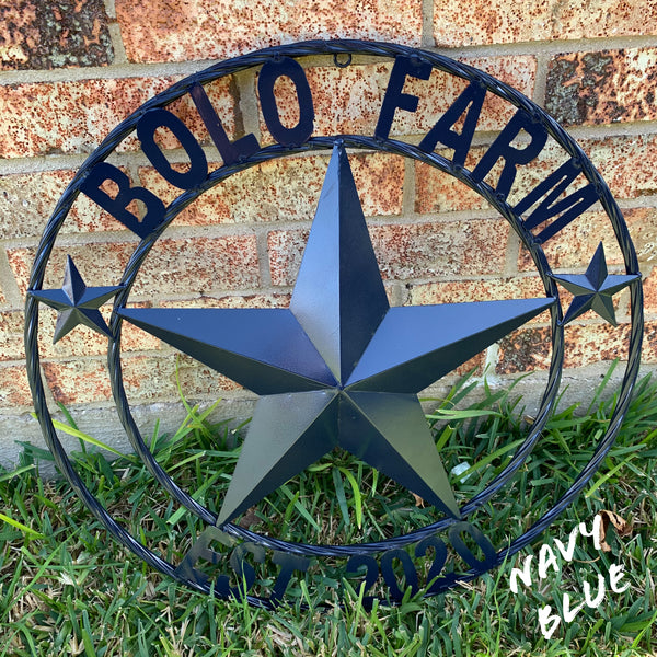 KOLET FAMILY STYLE YOUR CUSTOM FAMILY NAME STAR METAL BARN STAR ROPE RING KOLET FAMILY WESTERN HOME DECOR VINTAGE RUSTIC BROWN NEW HANDMADE 24",32",34",36",40",42",44",46",50"