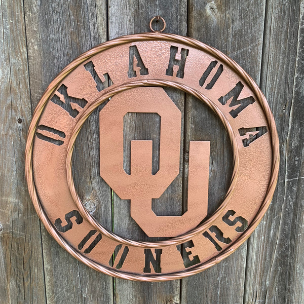 12",18",24",32" OU SOONERS HAMMERED COPPER CUSTOM METAL VINTAGE CRAFT TEAM SIGN HANDMADE CRAFT