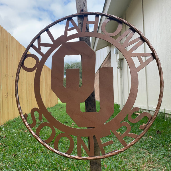 12",18",24",32",36" OU SOONERS OKLAHOMA HAMMERED COPPER CUSTOM VINTAGE TEAM CRAFT METAL ART WESTERN HOME DECOR