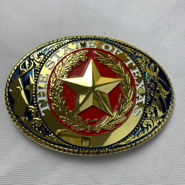 ITEM# LG  5.5" X 4" LONESTAR STATE GOLD BELT BUCKLE EXTRA LARGE WESTERN FASHION ART Item#3291-15-S RED_WS BRAND NEW