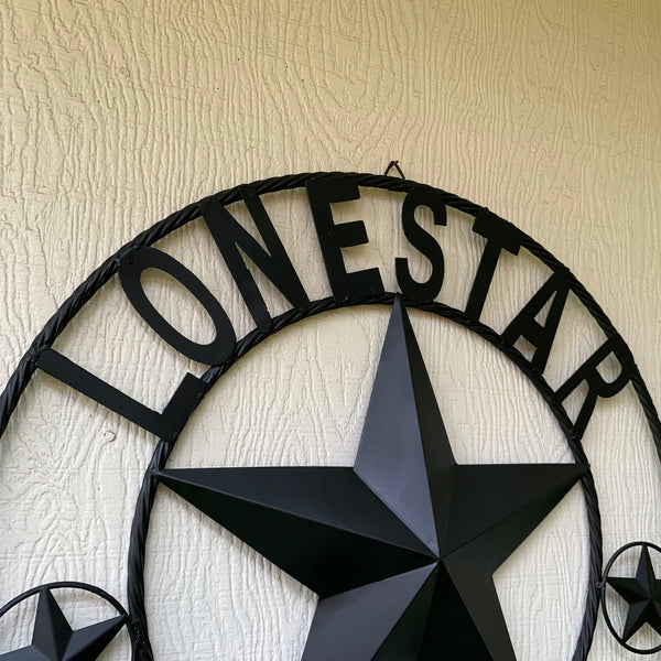 LONESTAR GARAGE STYLE CUSTOM BARN NAME STAR LONESTAR GARAGE METAL NAME BARN STAR WITH TWISTED ROPE RING 3d STAR ART WESTERN HOME DECOR RUSTIC BROWN