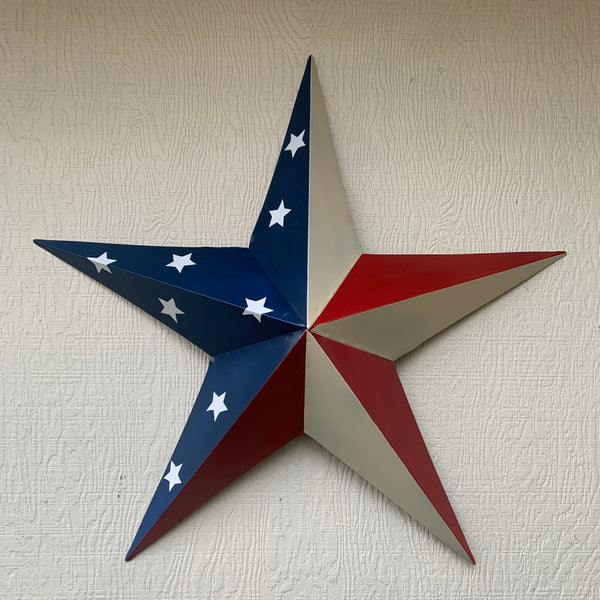 12",16",24",30",36" USA AMERICAN FLAG STAR STYLE #1 RED WHITE & BLUE METAL BARN STAR WALL ART HANDMADE STYLE# 1