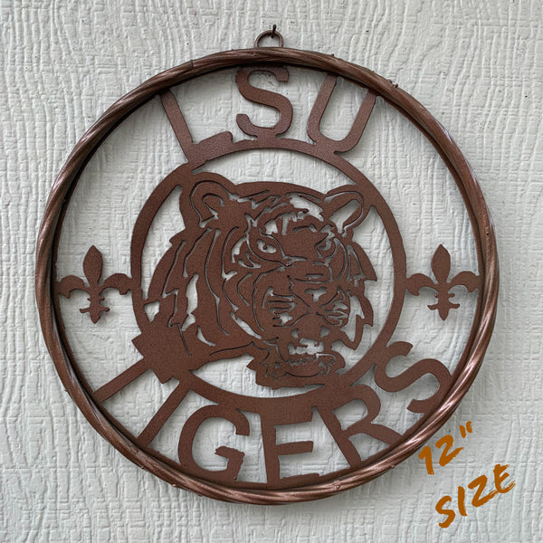 12" LSU TIGERS CUSTOM METAL VINTAGE CRAFT WESTERN HOME DECOR NEW