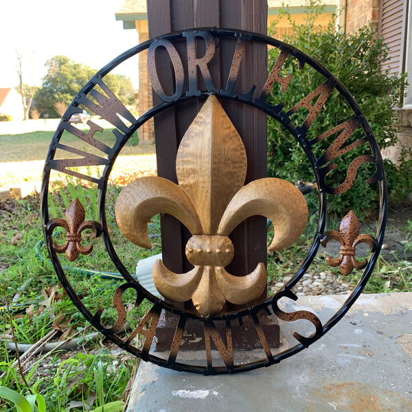 18", 24", 32" NEW ORLEANS SAINTS METAL SIGN WALL ART WESTERN HOME DECOR RUSTIC GOLD & BLACK ART NEW