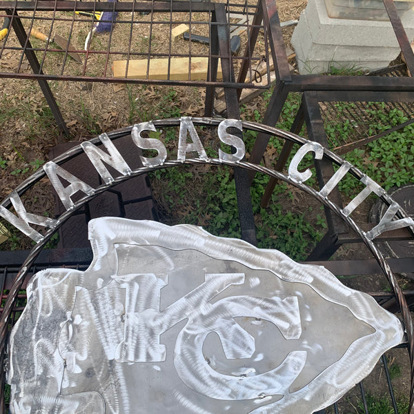 12",18",24",32",36"  KANSAS CITY CHIEFS RAW METAL CUSTOM METAL VINTAGE CRAFT TEAM DECOR HANDMADE