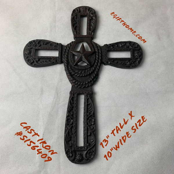 Si56409 STAR WESTERN CROSS CAST IRON HOME DECOR NEW