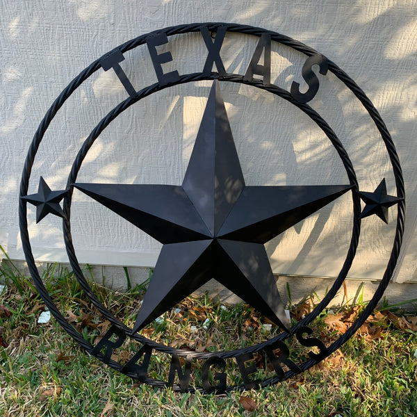 TEXAS RANGERS BLACK LONE STAR METAL TEAM WESTERN HOME DECOR CRAFT