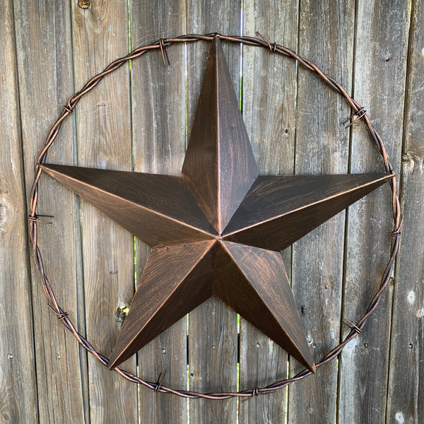 24" BARBWIRE TWISTED RING METAL WALL ART WESTERN HOME DECOR RUSTIC BRONZE COPPER #A10024