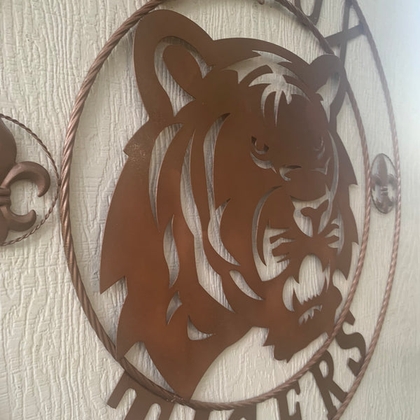 12",18", 24", 32", 36" GEAUX TIGERS HAMMERED COPPER CUSTOM METAL VINTAGE CRAFT SIGN TEAM HANDMADE