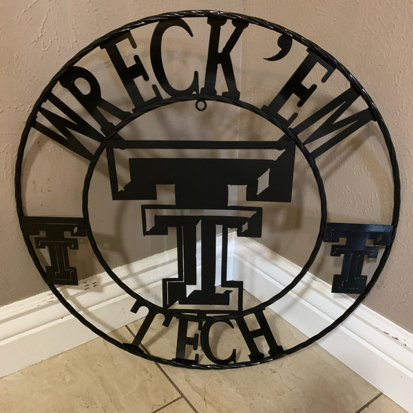 12", 18", 24", 32" WRECKEM TEXAS TECH METAL CUSTOM VINTAGE CRAFT TEAM SIGN HANDMADE