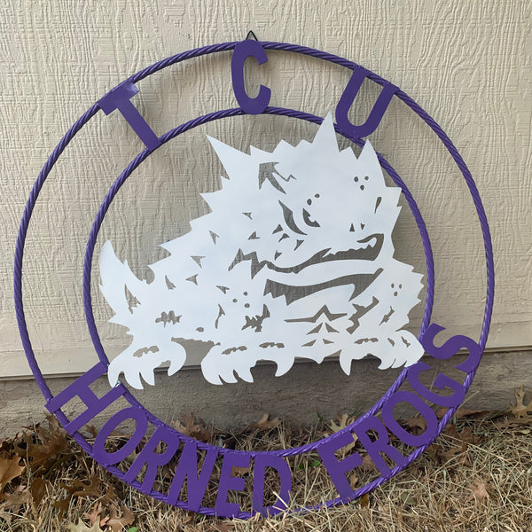 12",18",24",32",36" TCU HORNED FROGS CUSTOM METAL VINTAGE CRAFT TEAM SIGN HANDMADE