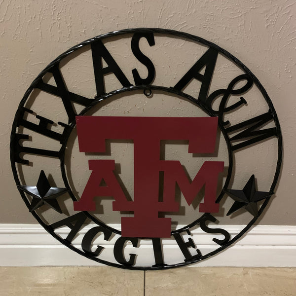 12", 18", 24", 32" TEXAS A&M AGGIES STARS METAL CUSTOM VINTAGE CRAFT WALL ART TEAM SIGN HANDMADE