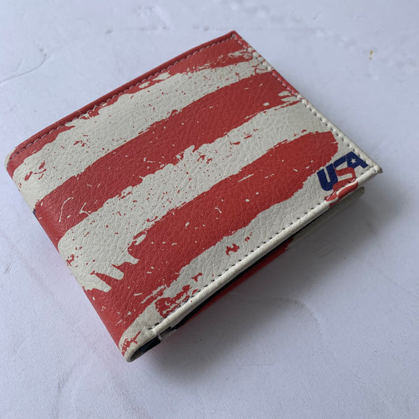 4.25" x 3.75" USA FLAG RED WHITE BLUE WALLET LEATHER BIFOLD WALLET NEW-- FREE SHIPPING