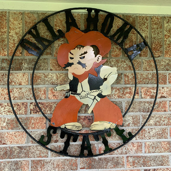 OSU OKLAHOMA STATE COWBOYS CUSTOM METAL VINTAGE CRAFT TEAM SIGN HANDMADE