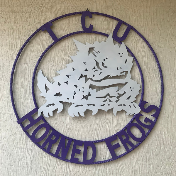 12",18",24",32",36" TCU HORNED FROGS CUSTOM METAL VINTAGE CRAFT TEAM SIGN HANDMADE