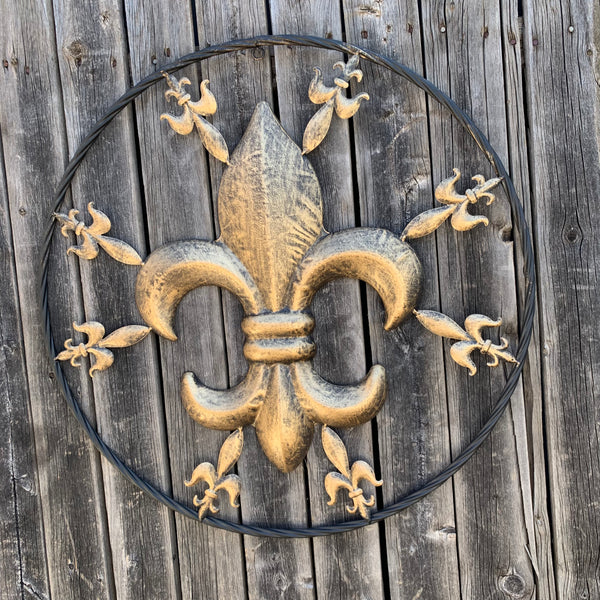 #EH10299 MULTI FLEUR DE LIS 24"METAL SIGN WESTERN HOME DECOR HANDMADE NEW