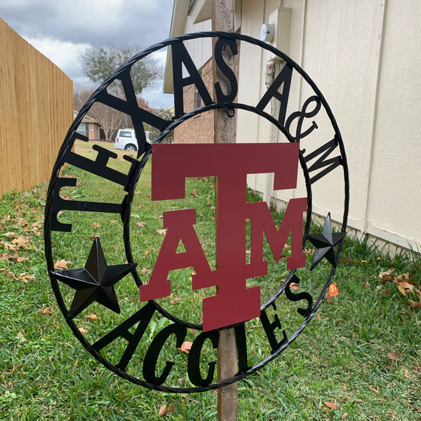 12", 18", 24", 32" TEXAS A&M AGGIES STARS METAL CUSTOM VINTAGE CRAFT WALL ART TEAM SIGN HANDMADE