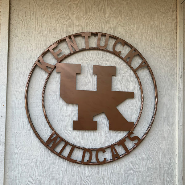 12", 18", 24", 32" KENTUCKY WILDCATS CUSTOM HAMMERED COPPER METAL VINTAGE CRAFT SIGN HANDMADE