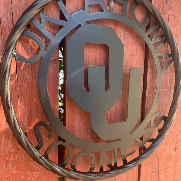 12", 18", 24", 32" OU OKLAHOMA SOONERS RUSTIC BLACK METAL CUSTOM VINTAGE CRAFT WALL ART TEAM SIGN HANDMADE