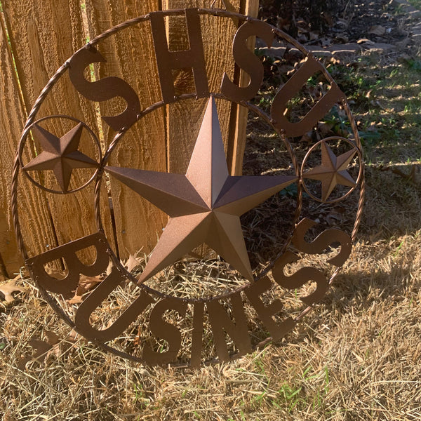 24",32" SHSU SAM HOUSTON BEARKATS BUSINESS RUSTIC BRONZE COPPER METAL CUSTOM VINTAGE CRAFT RUSTIC BLACK TEAM STAR HANDMADE